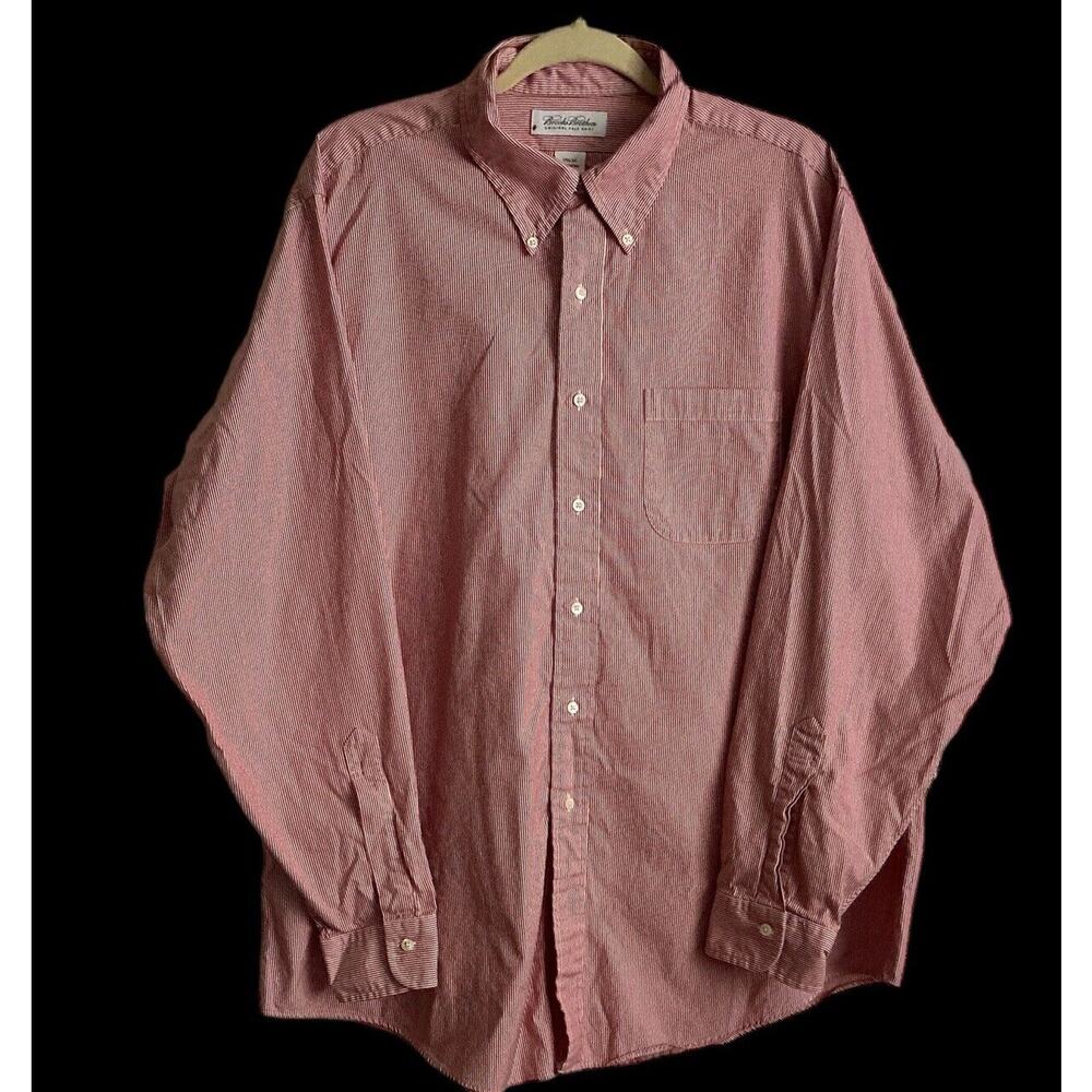 Brooks Brothers The Original Polo Shirt Mens Red White Button Up Sz 17.5-36